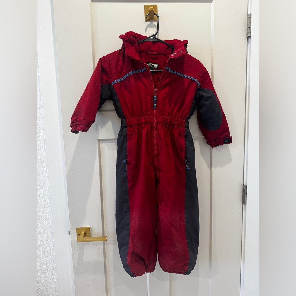 Red and Gray Hooded Snowsuit REI 4T